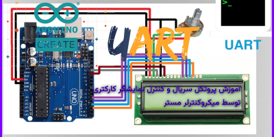 کنترل نمایشگر کارکتری 16 * 2 توسط پروتکل ارتباطی سریال توسط اردوینو Master